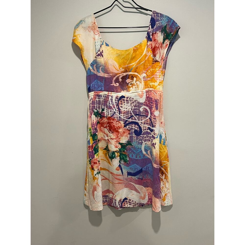 Jams World Dress Fun Floral Print Empire Waist Button Closure Womans Size M - Picture 3 of 7